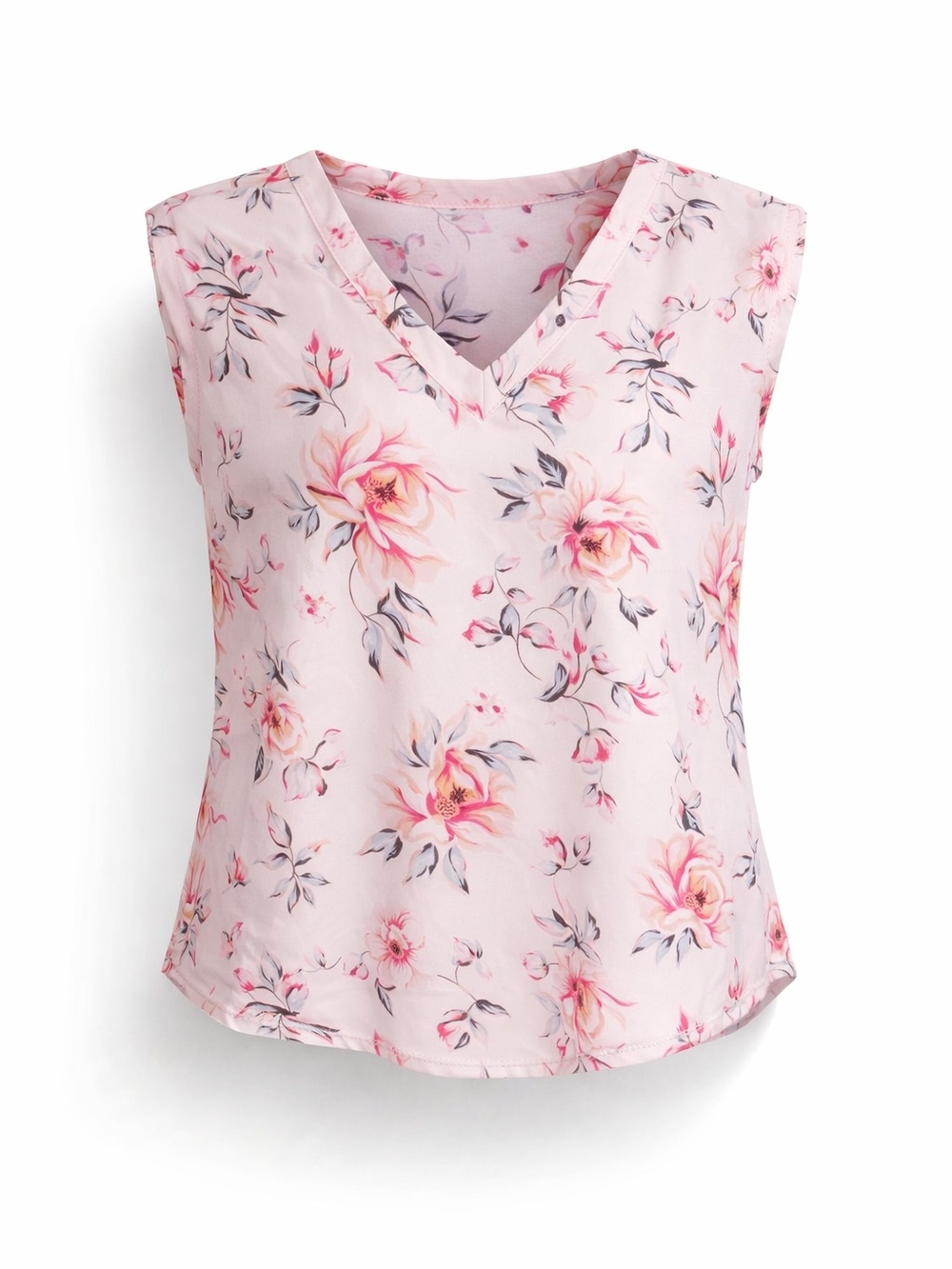 Jon & Anna Contemporary Coral Blossom Sleeveless Blouse – Size 2XL (RN 124183)